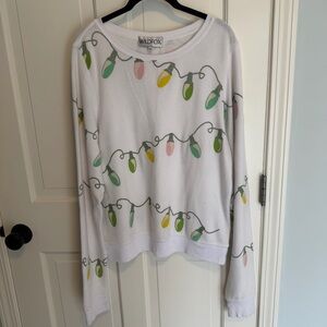 Wildfox Glowing Lights White Sweatshirt / Jumper sz M